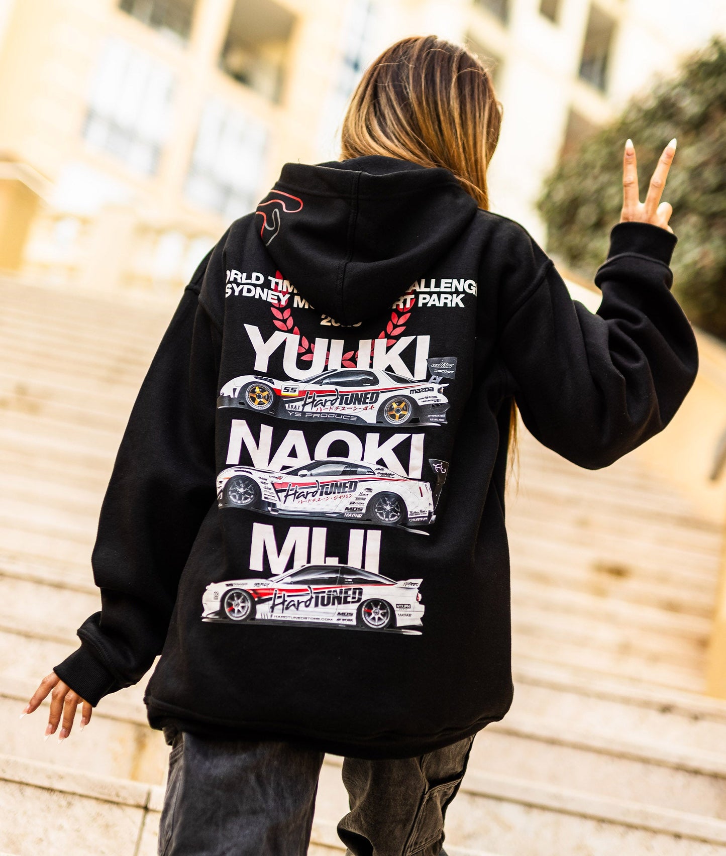 Womens World Time Attack Team Hoodie - Black
